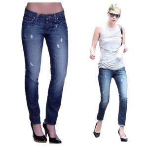 PAIGE Skyline Skinny Distressed Medium Wash Jeans Size 25